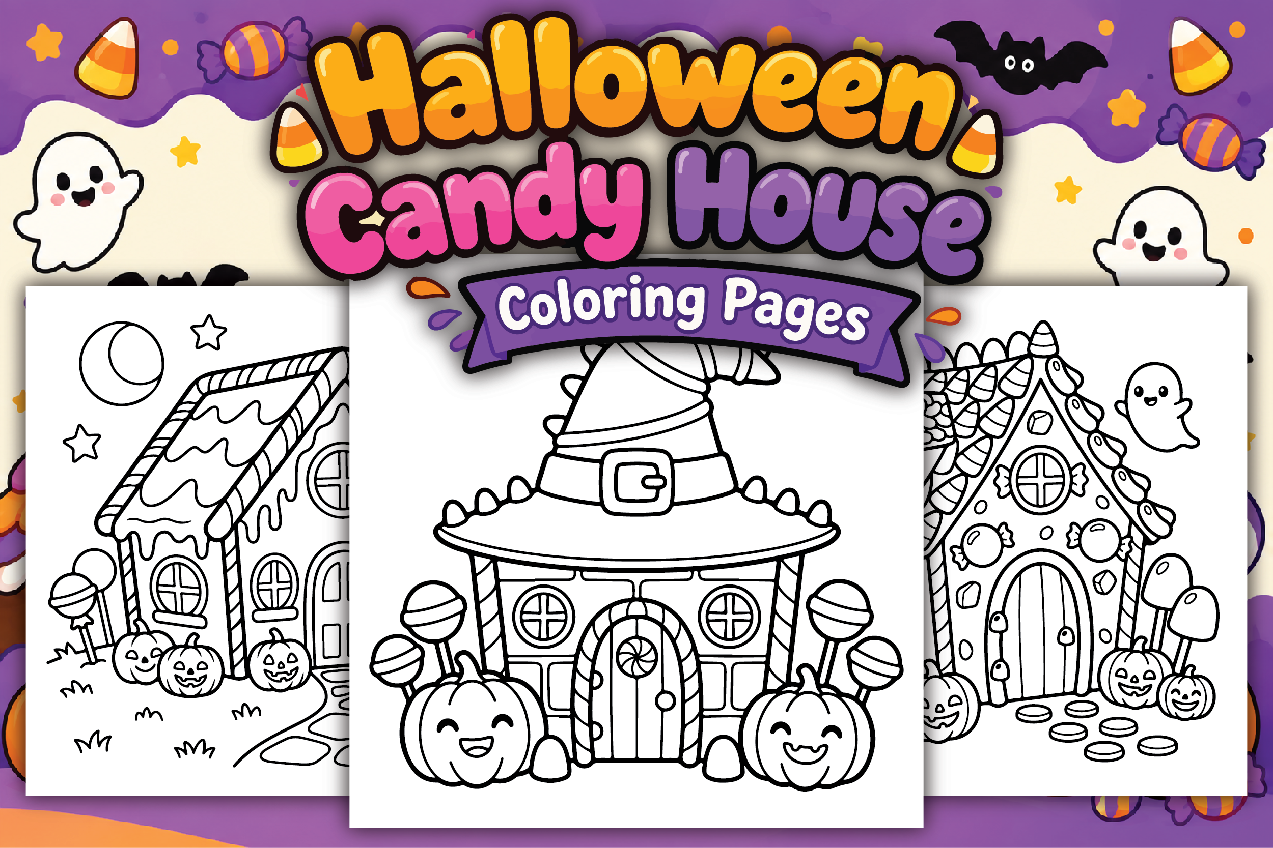 Halloween Candy House Coloring Pages
