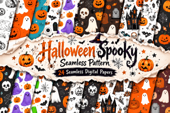 Halloween Spooky Seamless Pattern