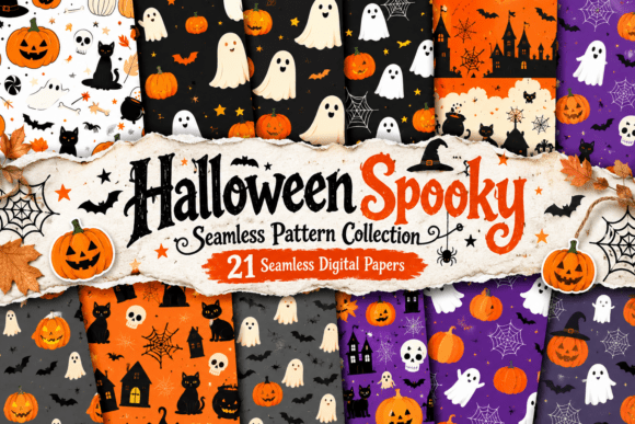 Halloween Spooky Seamless Pattern