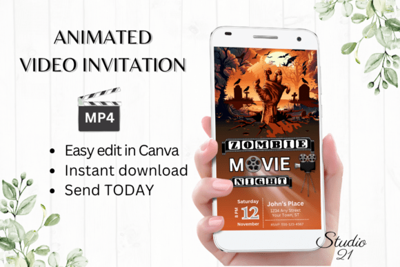 Halloween Zombie Horror Movie Invitation