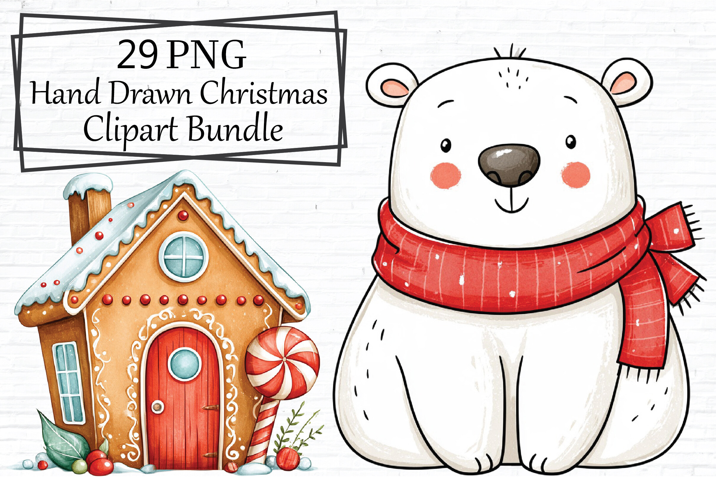 Hand Drawn Lettering Signage Hand Drawn Christmas Clipart Bundle Graphic by Muntaha Designs ...