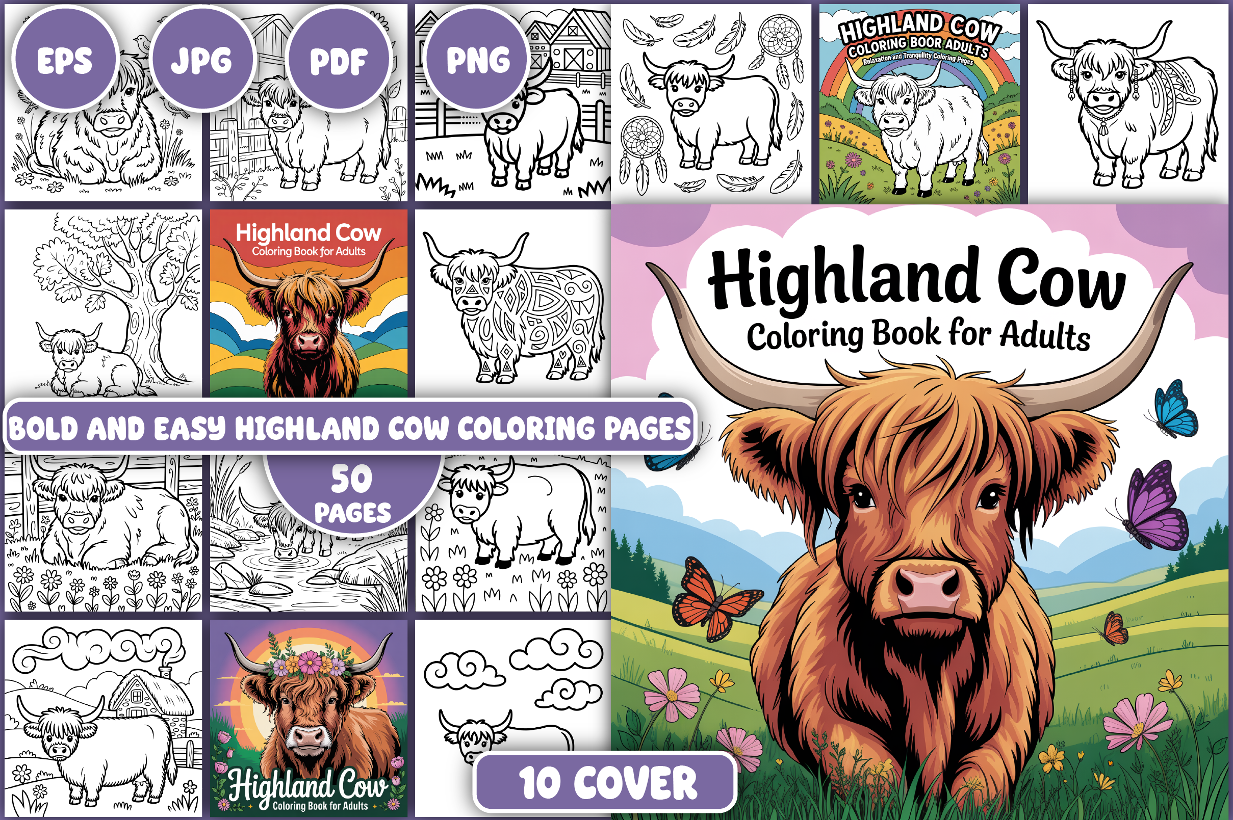 Highland Cow Coloring Pages