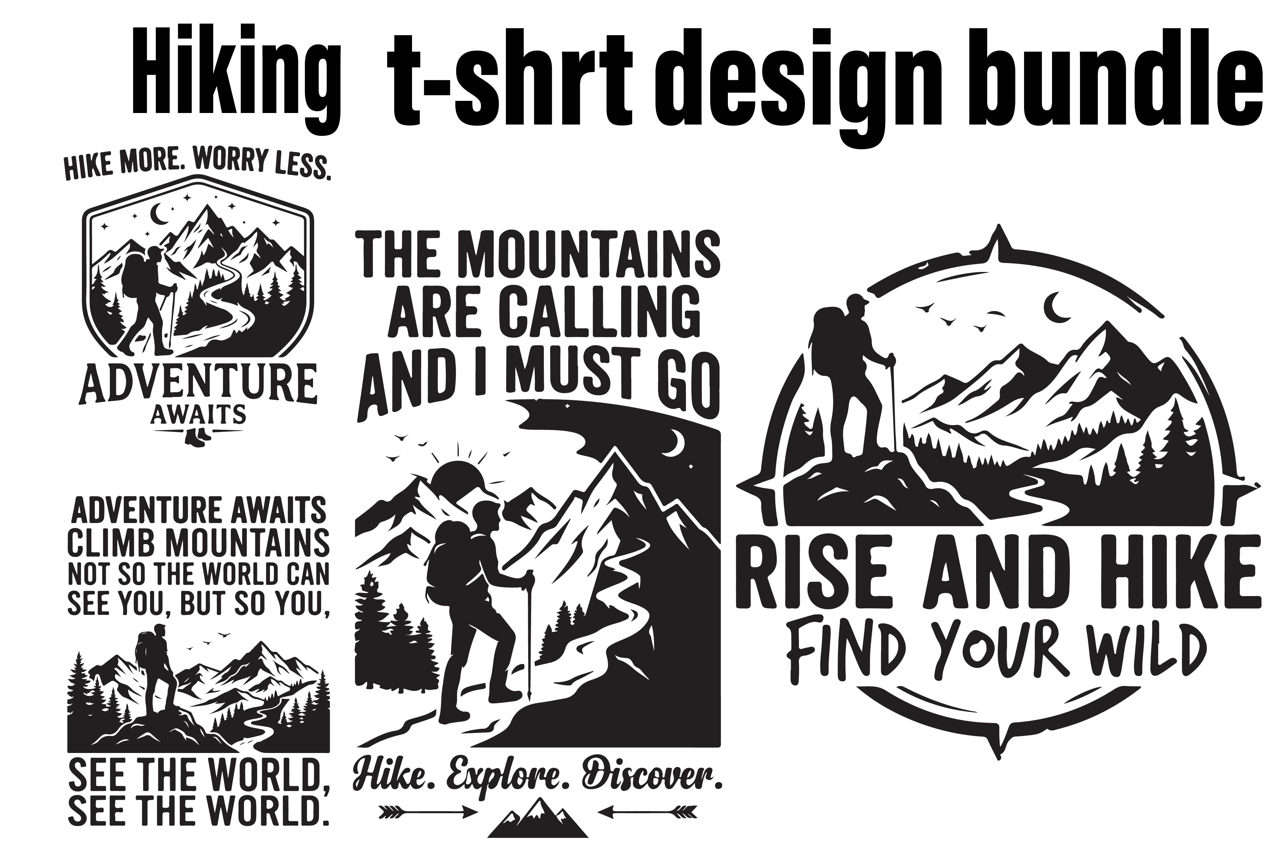 Hiking T-Shirt Design Bundle SVG file