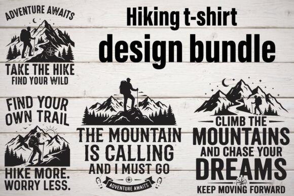Hiking Tshirt Design Bundle Graphics
