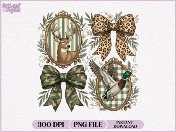 Hunting Deer Duck Coquette Bow PNG