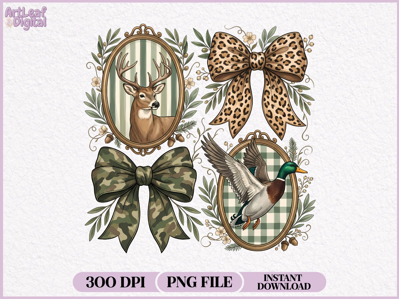 Hunting Deer Duck Coquette Bow PNG