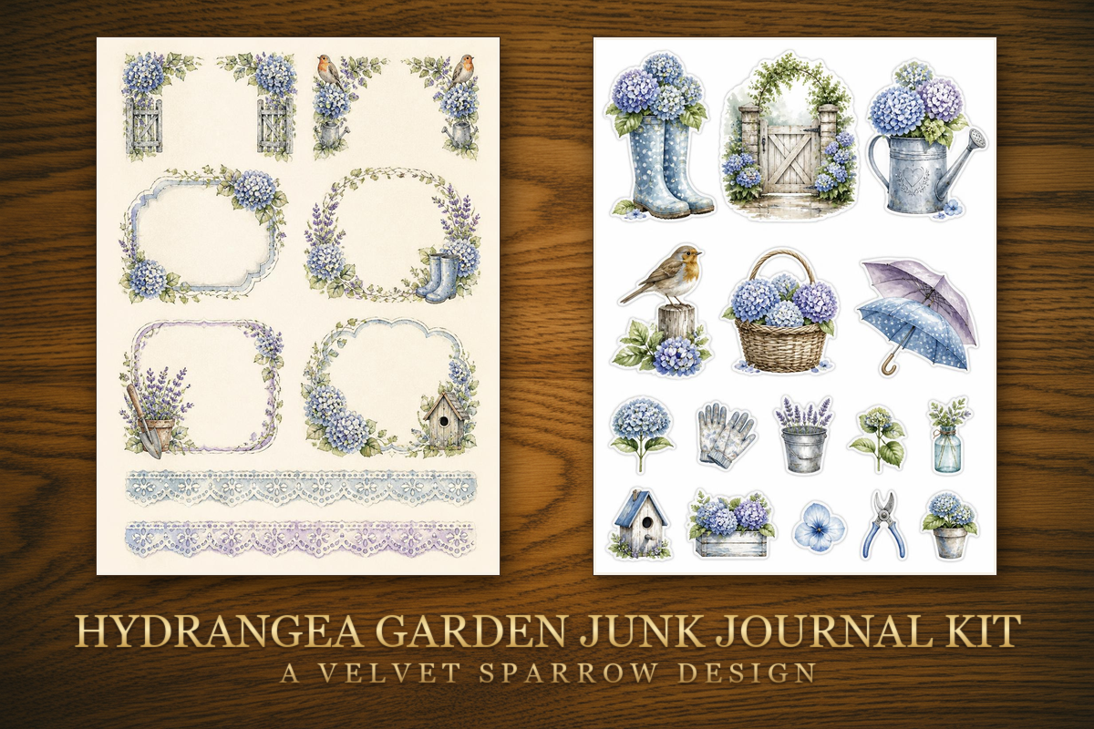 Hydrangea Garden Junk Journal Kit
