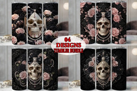 Ivory Skull Pearl Bow Tumbler Bundle