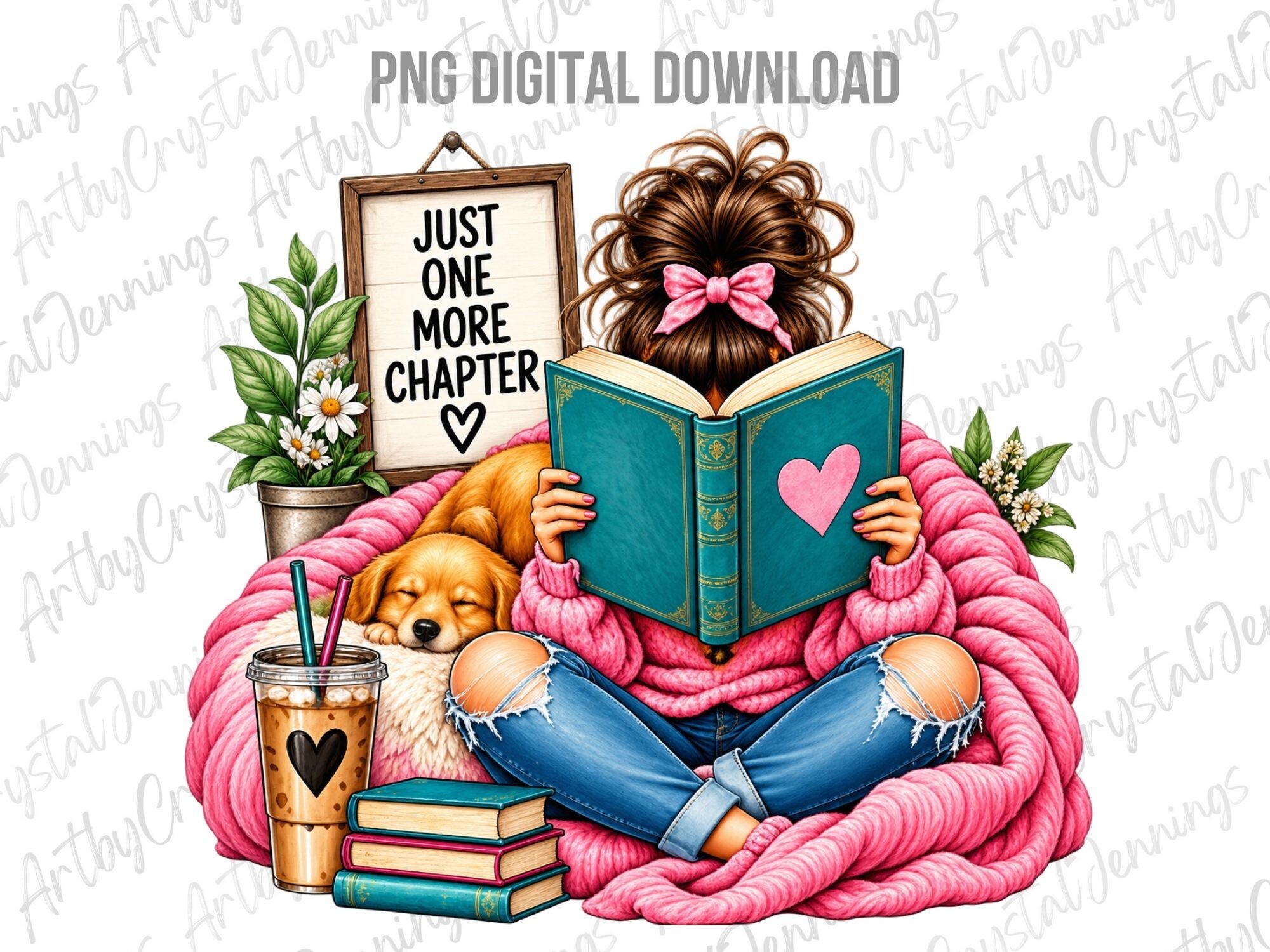 Just One More Chapter Book Lover PNG