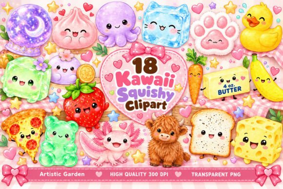 Kawaii Squishy Clipart Bundle