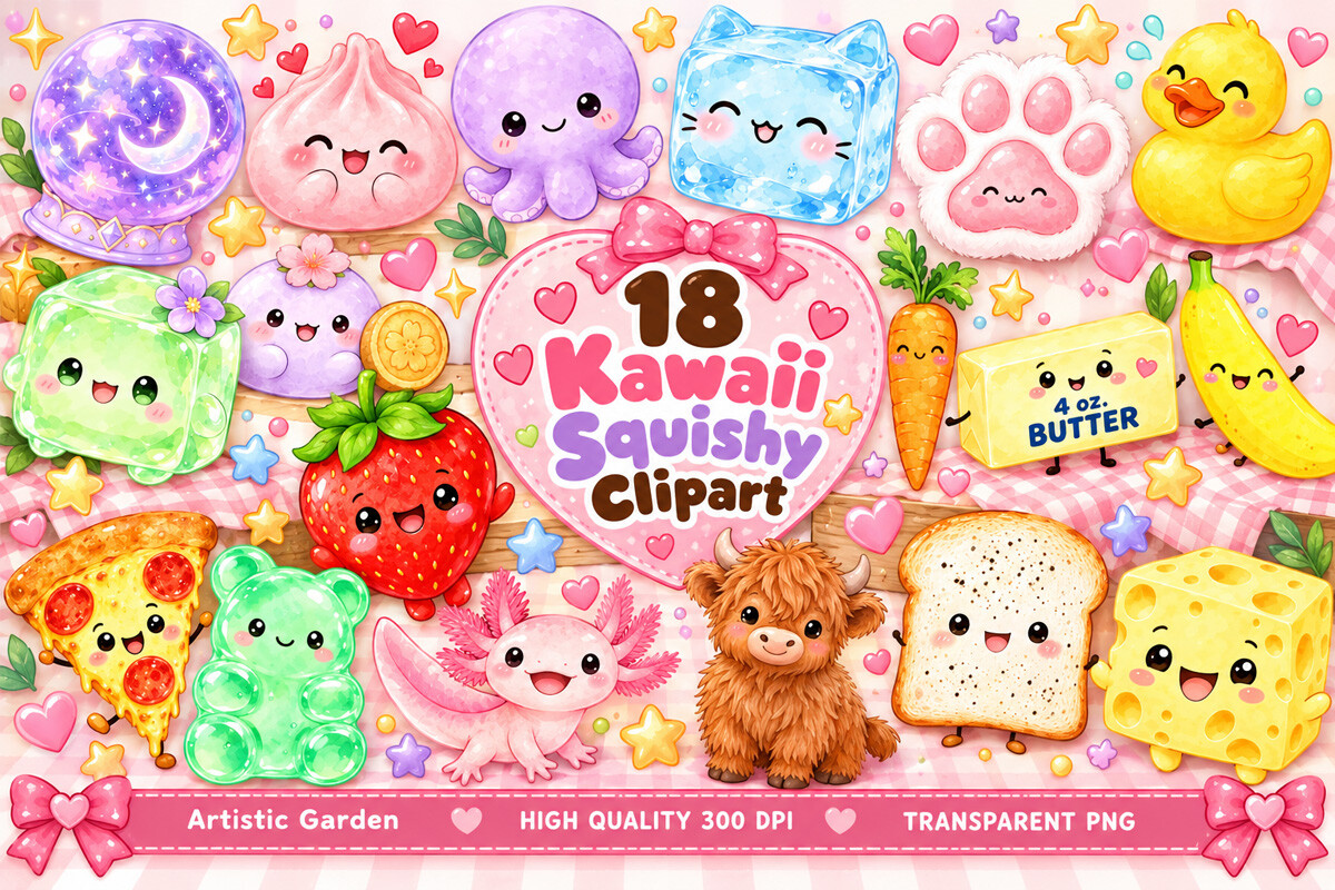 Kawaii Squishy Clipart Bundle