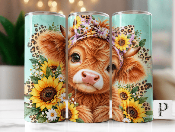 Leopard Highland Cow Tumbler Wrap