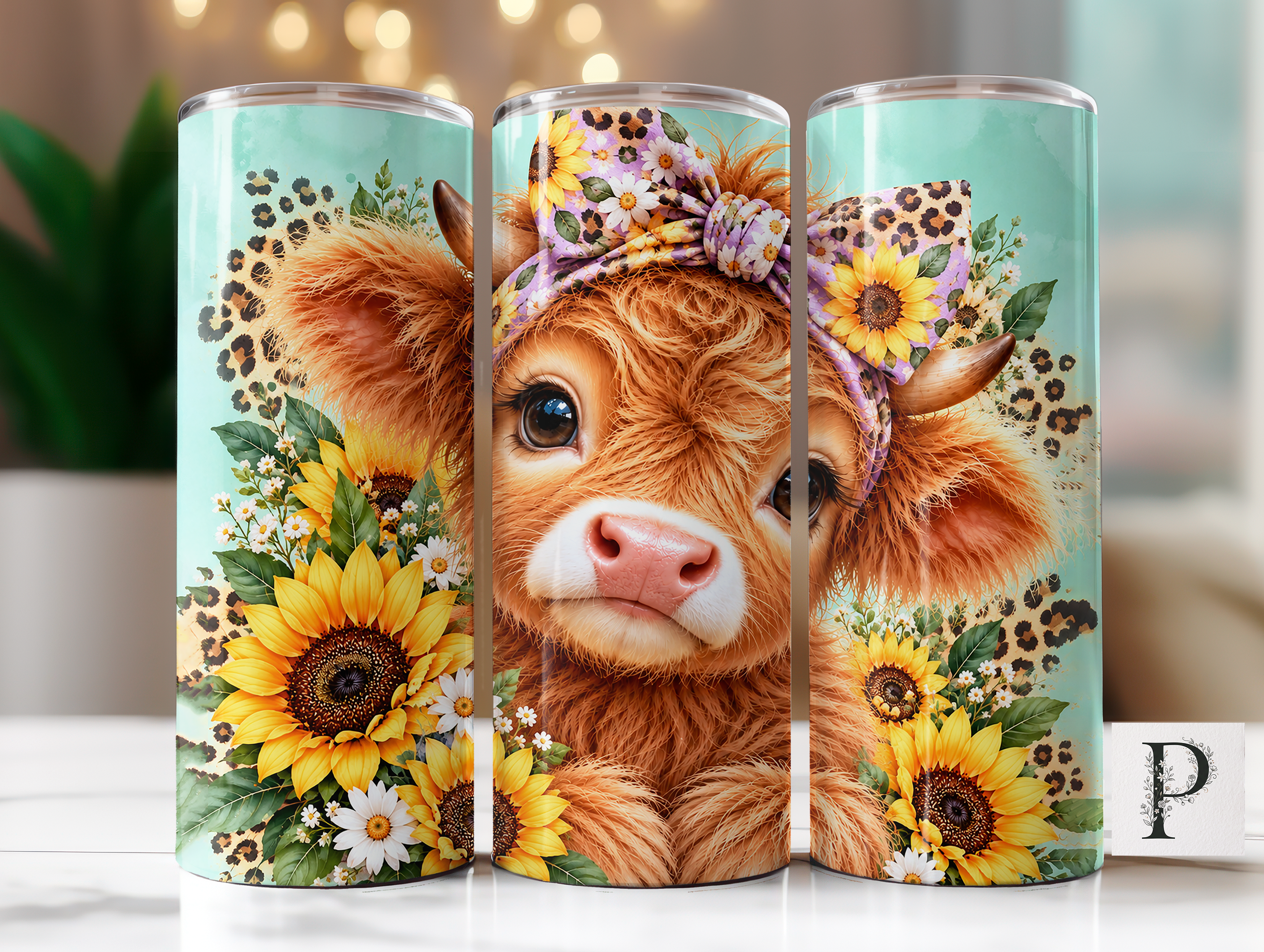 Leopard Highland Cow Tumbler Wrap