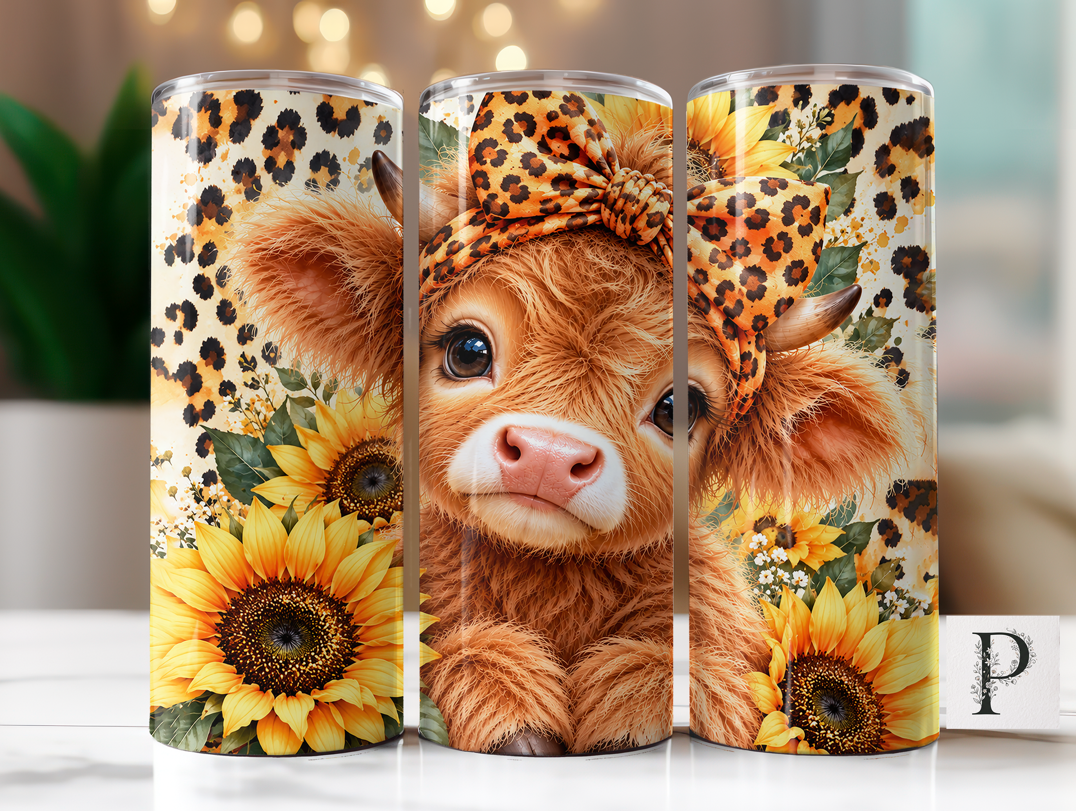 Leopard Highland Cow Tumbler Wrap