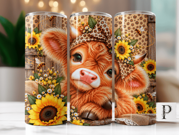 Leopard Highland Cow Tumbler Wrap