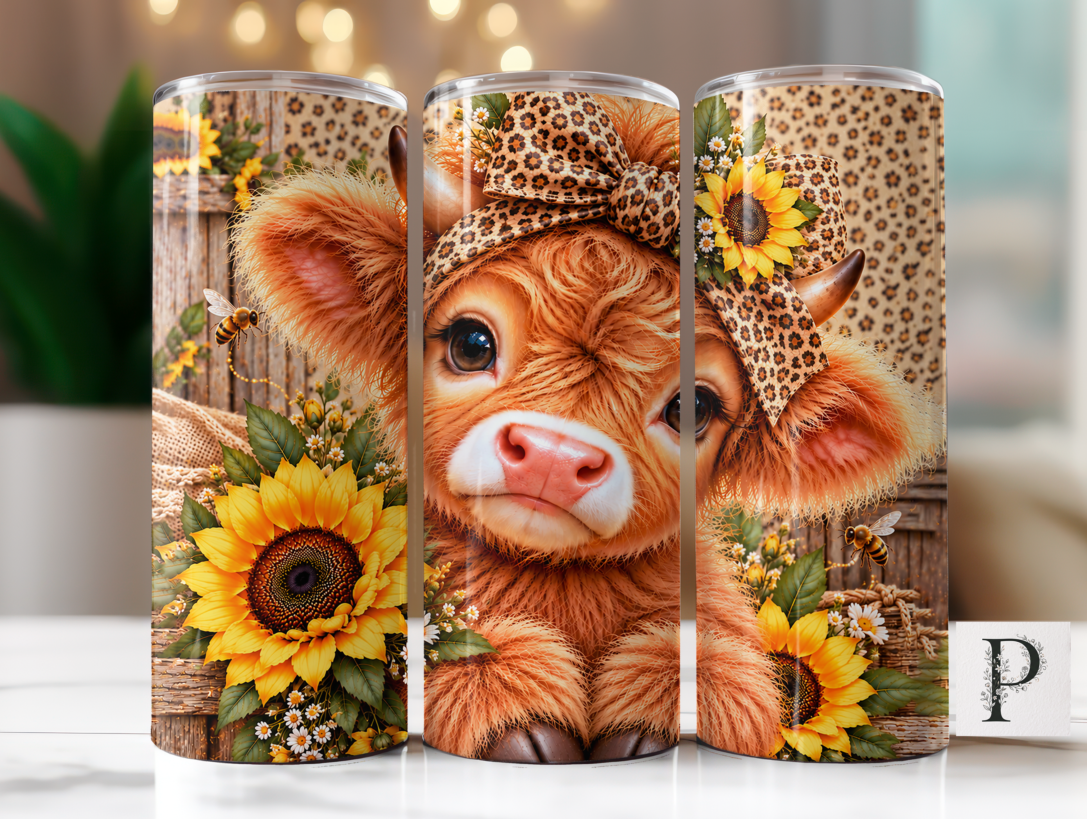 Leopard Highland Cow Tumbler Wrap