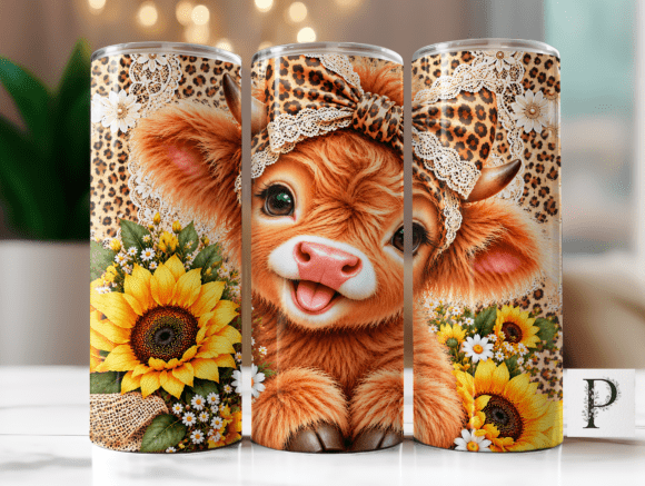 Leopard Highland Cow Tumbler Wrap