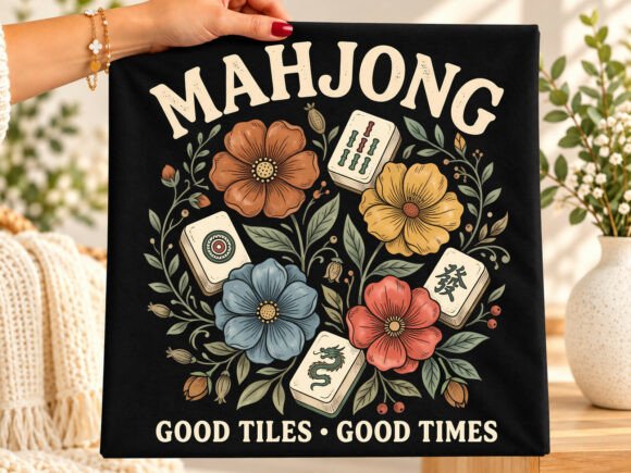 Mahjong Good Tiles Good Times Floral PNG