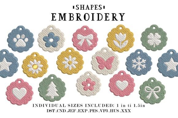 Mini Tag Shapes Embroidery Designs Bundl