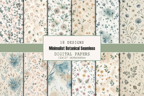 Minimalist Botanical Seamless Patterns
