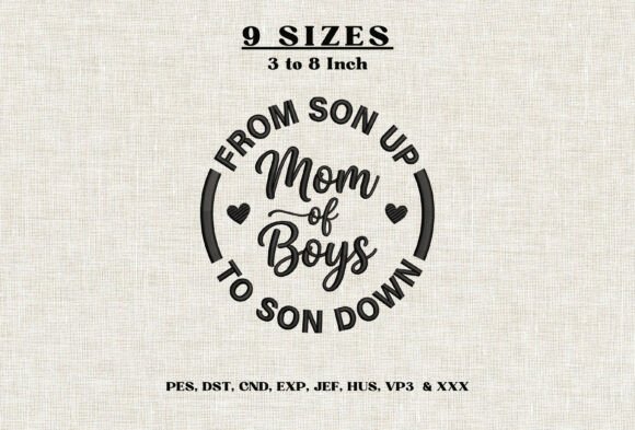 Mom of Boys Embroidery Design Boy Mom