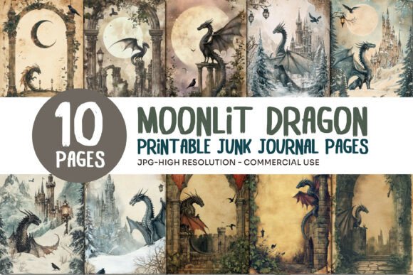 Moonlit Dragon Junk Journal Pages
