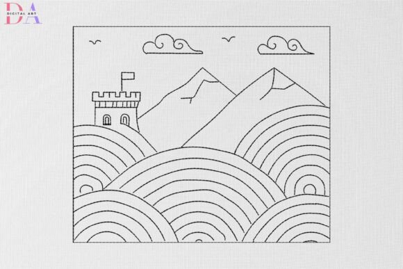 Mountain Landscape Line Art