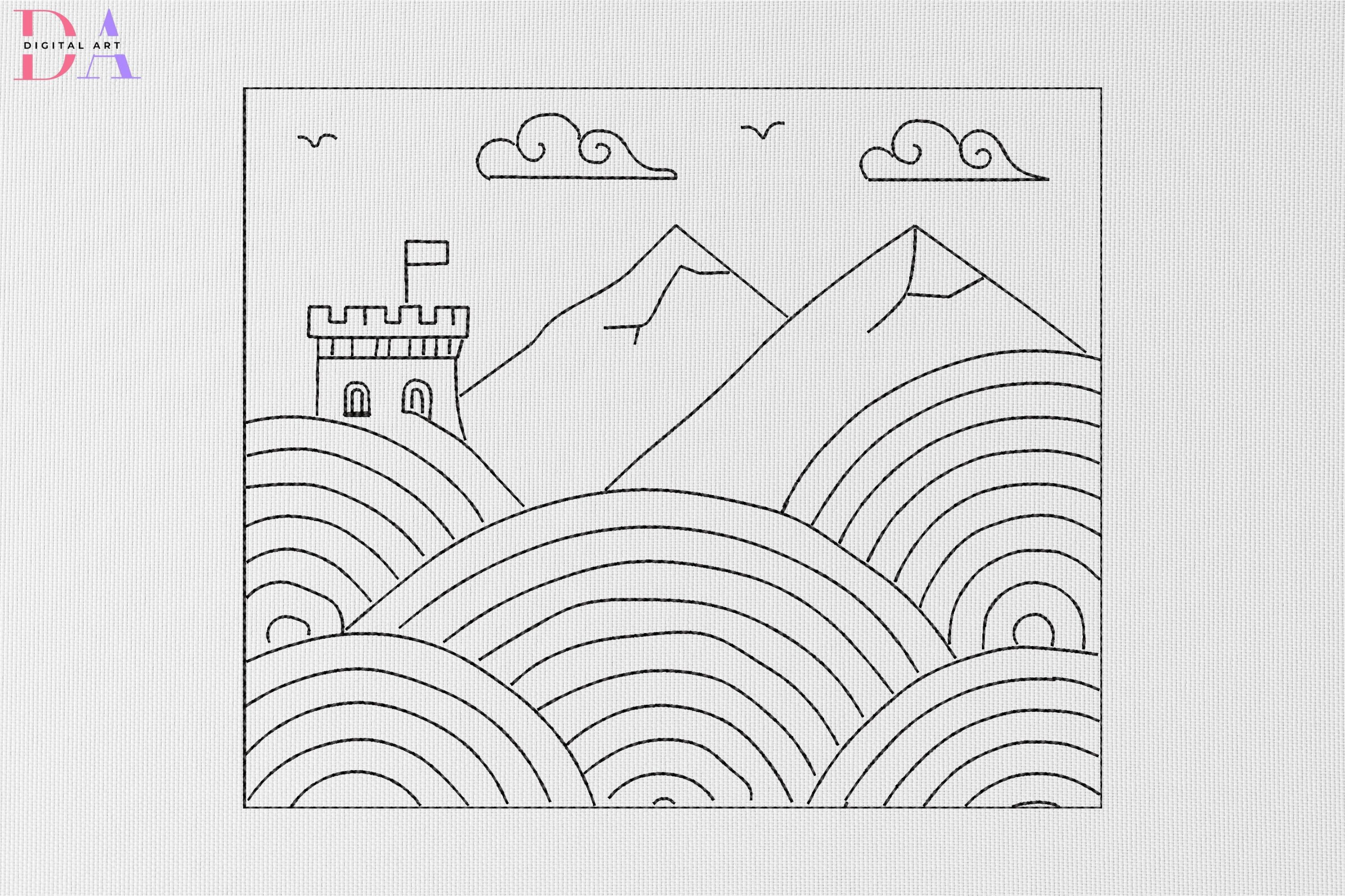 Mountain Landscape Line Art