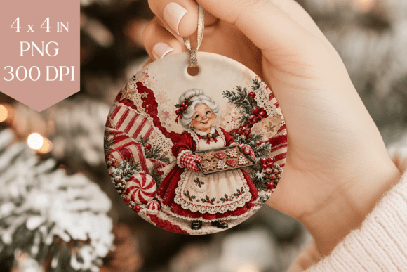 Mrs Claus Christmas Ornament PNG