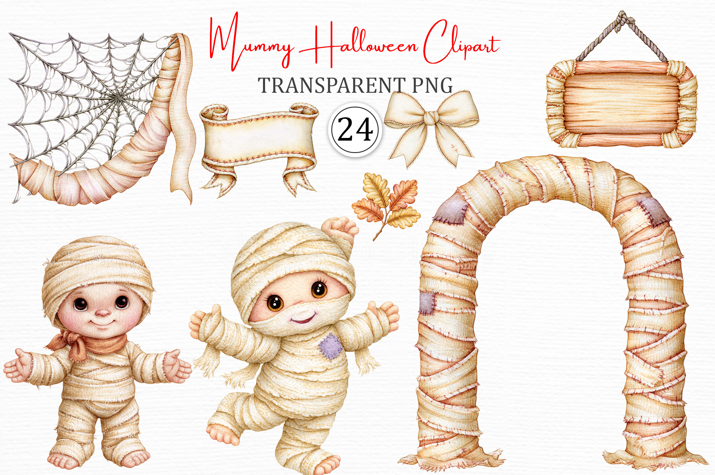 Mummy Halloween Clipart Printable Set