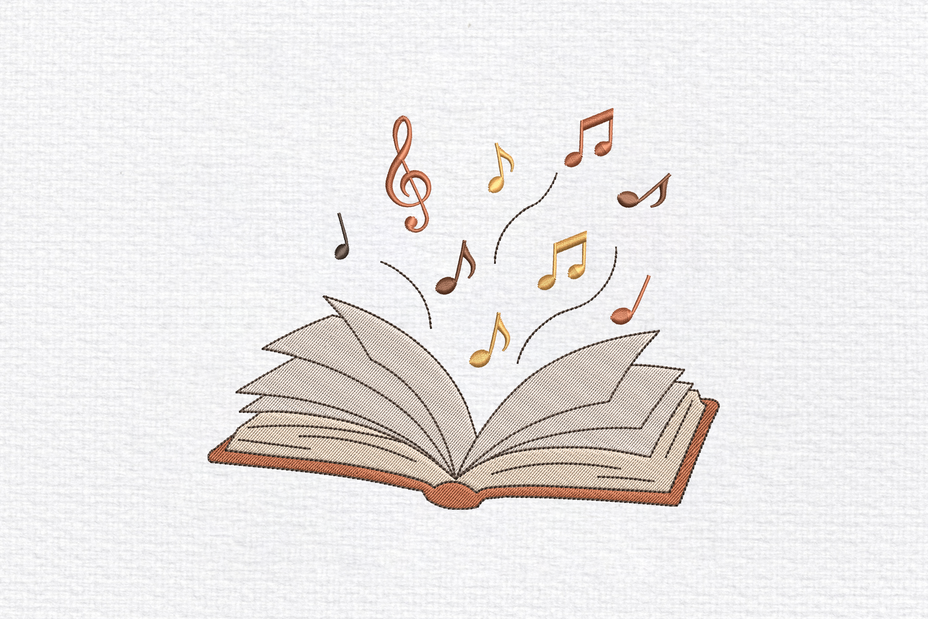 Open Music Book Embroidery Design