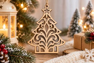 Ornate Christmas Tree Ornament SVG Laser · Creative Fabrica