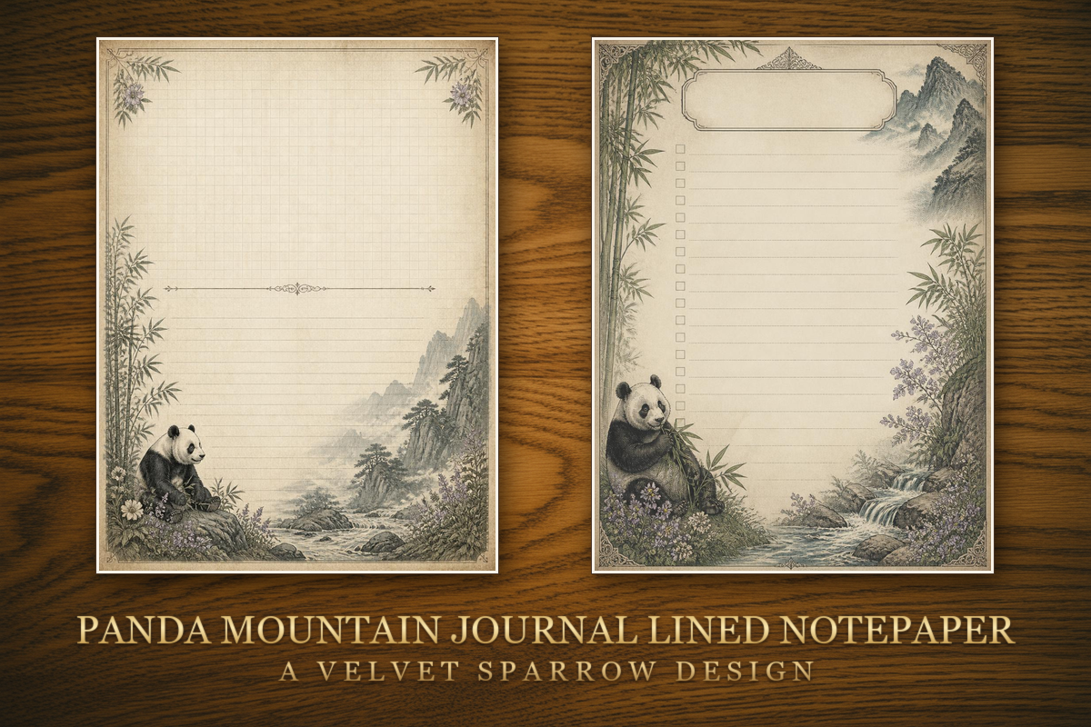 Panda Mountain Journal Lined Notepaper