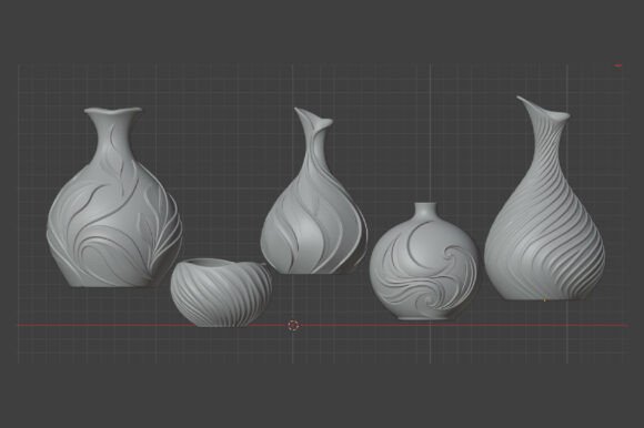Pastel Decorative Vase STL Set - 5 3D Printable Vase & Planter Models - Image 4