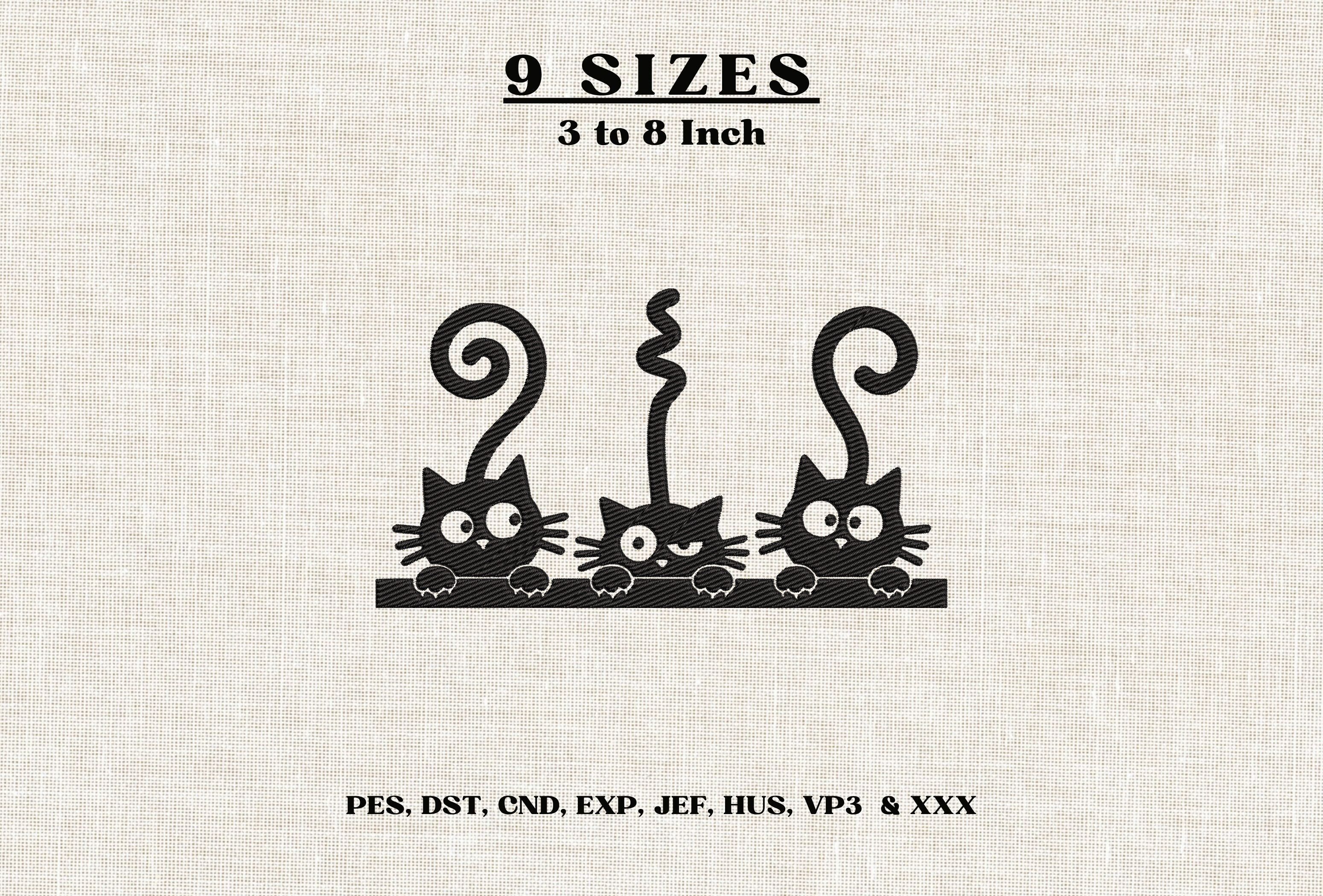 Peeking Black Cats Embroidery Design DST