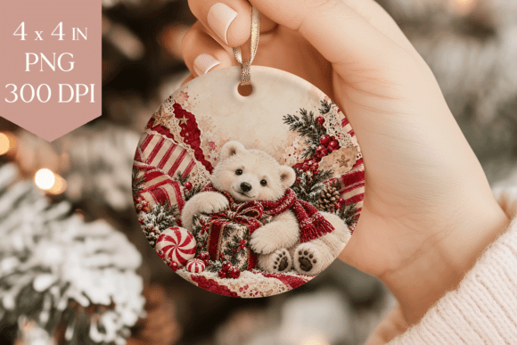 Polar Bear Christmas Ornament PNG
