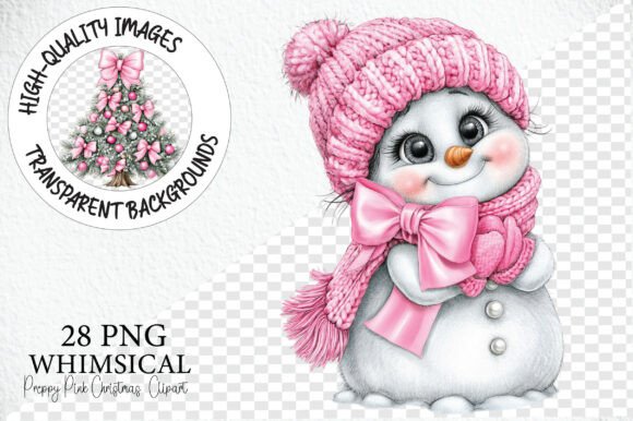 Preppy Pink Christmas PNG Clipart Bundle