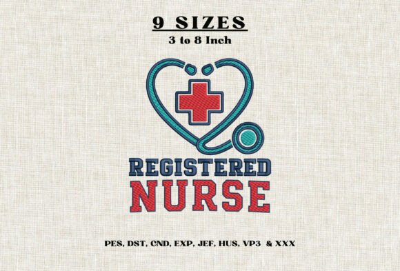 RN Nurse Machine Embroidery File DST PES