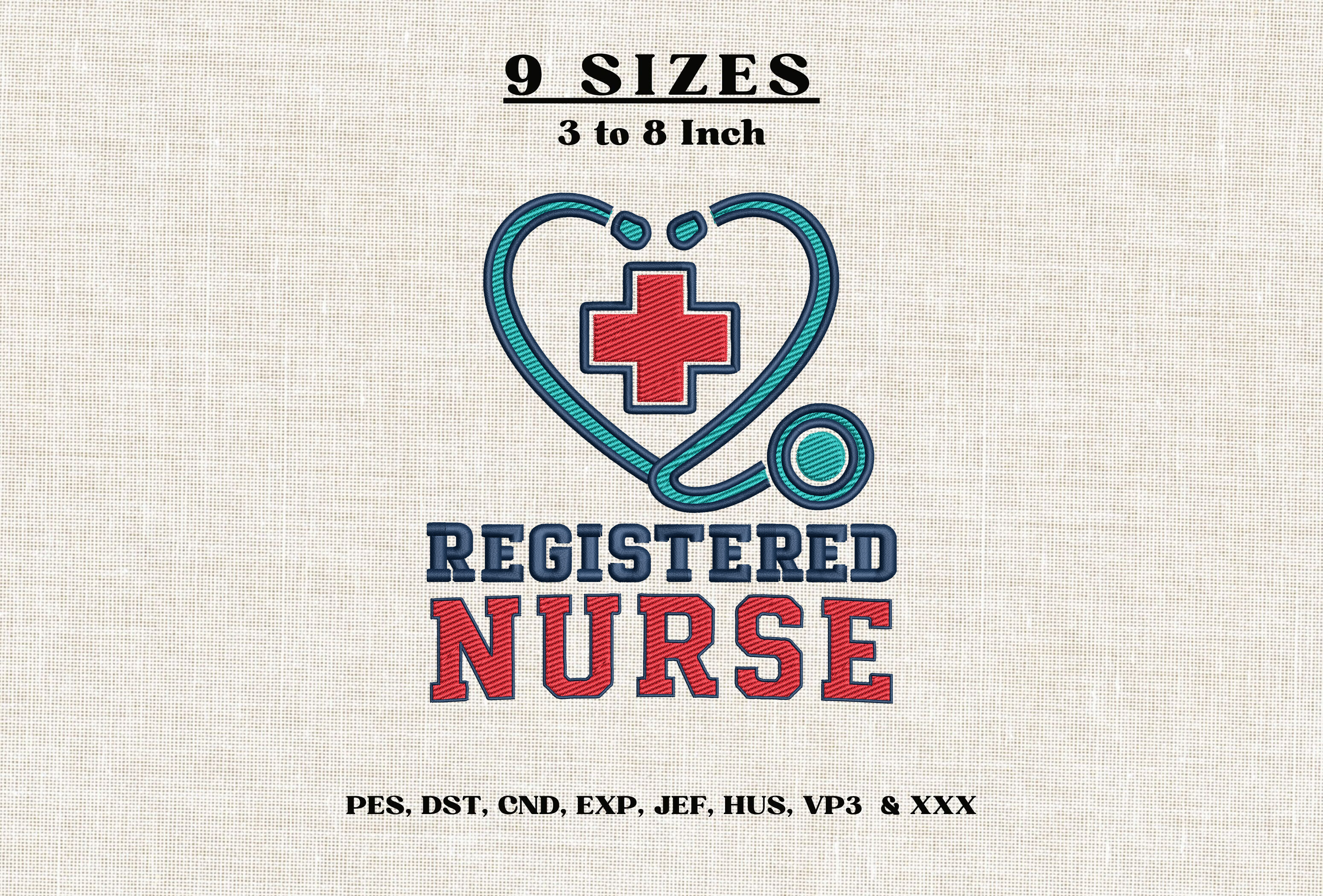 RN Nurse Machine Embroidery File DST PES