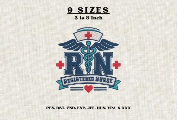 RN Nurse Machine Embroidery File DST PES
