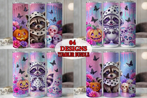 Raccoon Ghost Halloween Tumbler Bundle