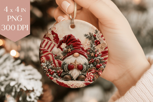 Red Christmas Gnome Ornament PNG