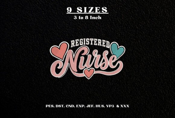 Registered Nurse Embroidery Design DST