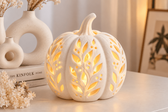 Botanical Pumpkin Lantern STL – Fall, Halloween & Thanksgiving Tealight Holder - Image 2