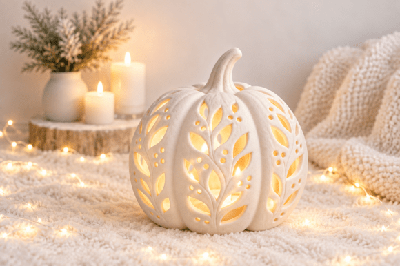 Botanical Pumpkin Lantern STL – Fall, Halloween & Thanksgiving Tealight Holder - Image 3