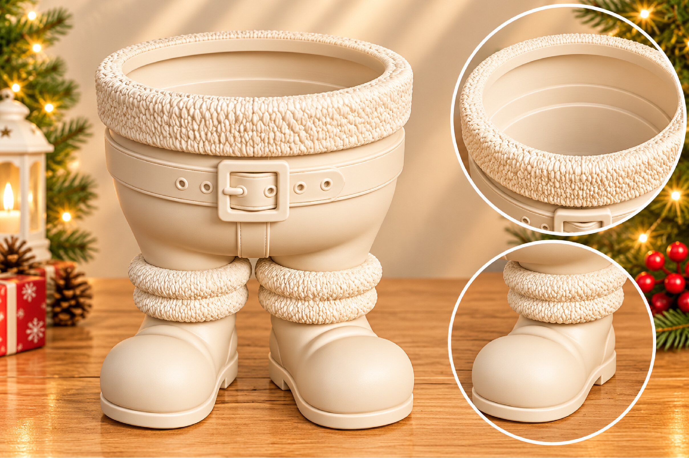 Santa Boot Planter Christmas 3D STL - Festive Holiday Succulent Planter Model - Image 4