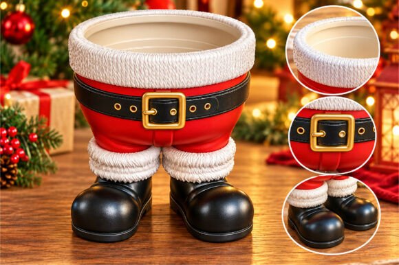 Santa Boot Planter Christmas 3D STL - Festive Holiday Succulent Planter Model - Image 2