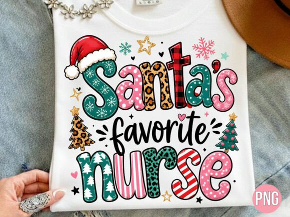 Santas Favorit Nurse Christmas PNG Shirt
