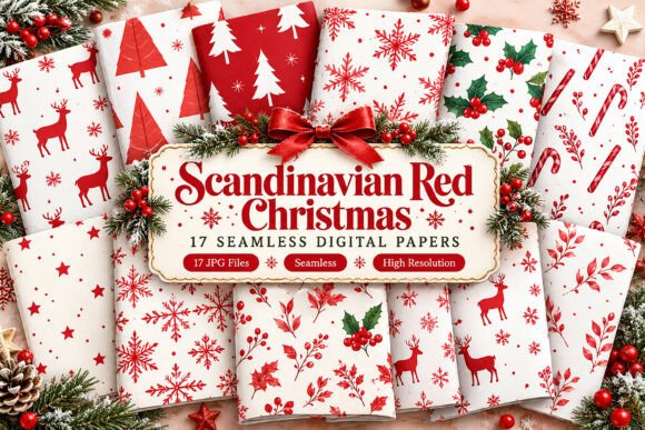 Scandinavian Red Christmas Seamless