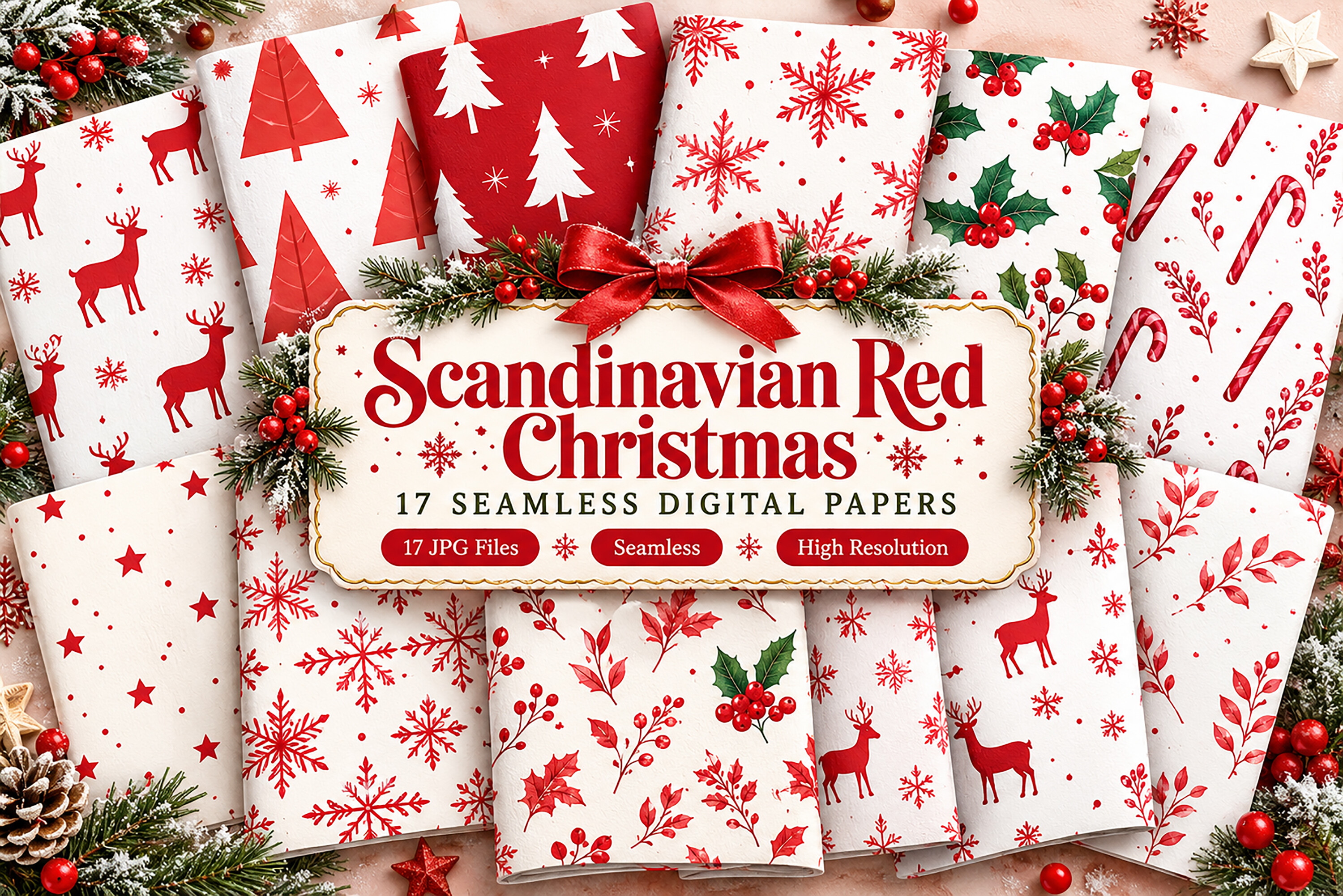 Scandinavian Red Christmas Seamless